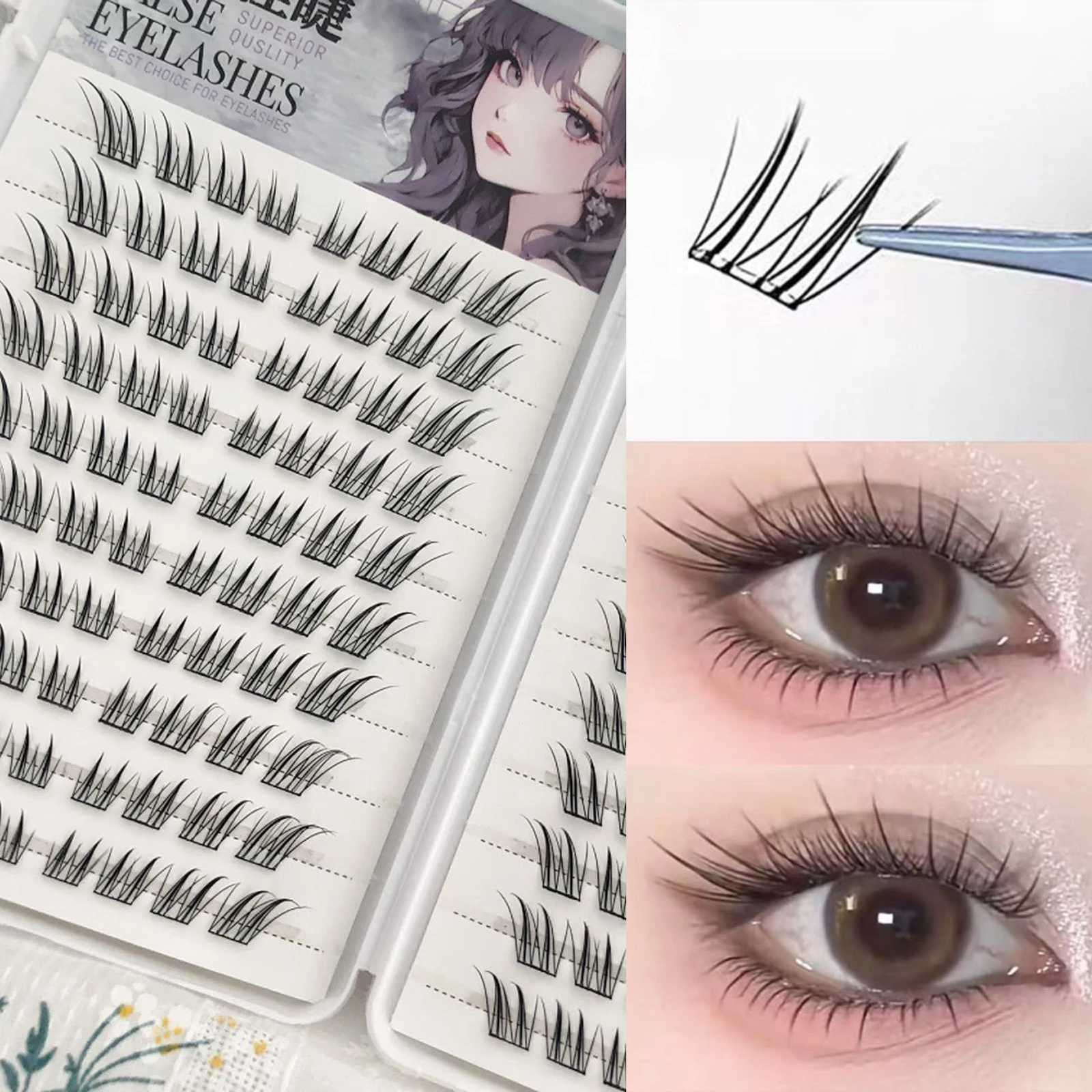 6/10/20 Rows Foxes False Eyelashes Glue-free Natural Voluminous Fiber Eyelash Extension For Daily Cosplay Perfect Eye MakeupT251223-image-1089451998
