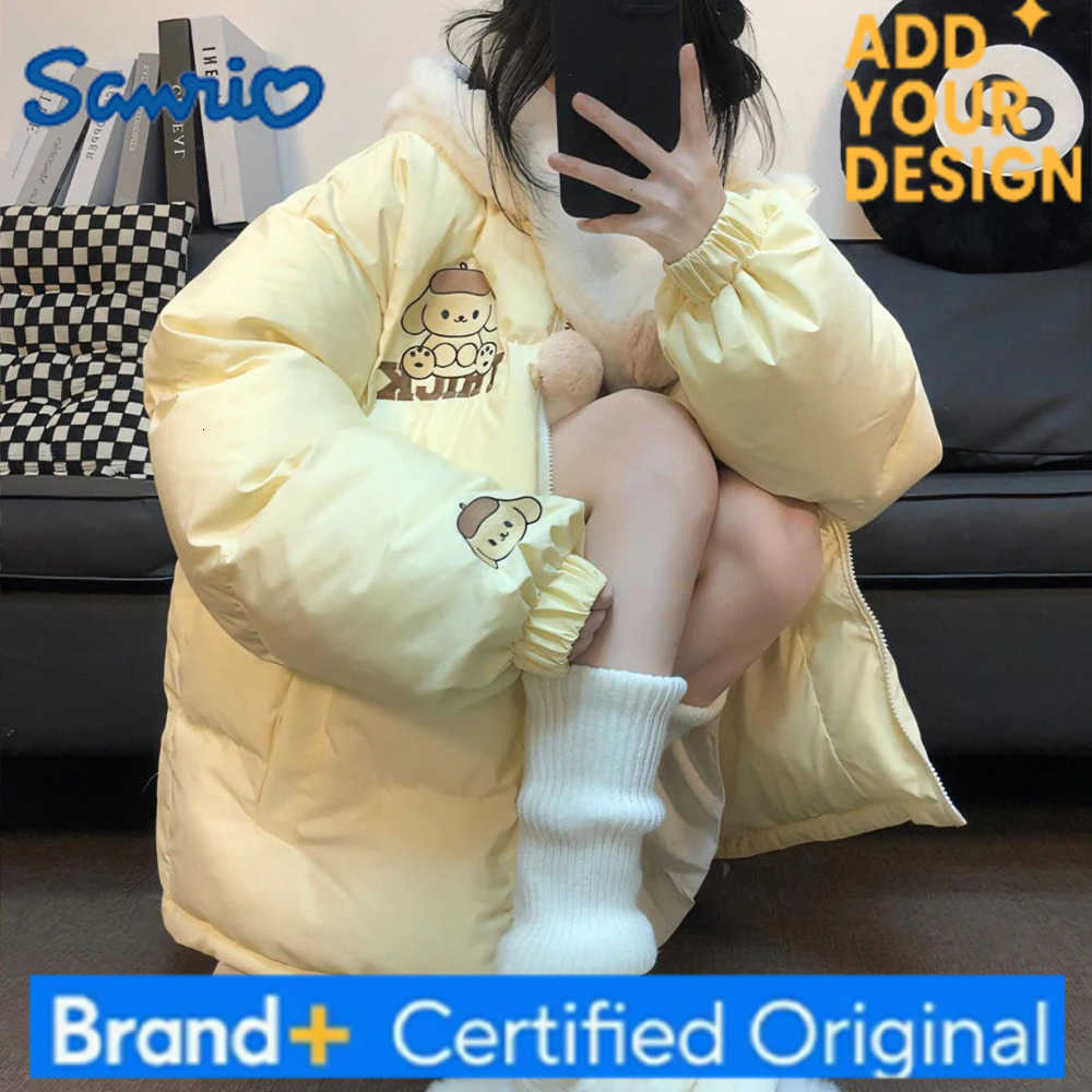 Sanrio Anime My Melody Winter Down Jacket Cartoon Cute Cinnamoroll Thicken Cotton Clothes Stand Collar Coat Loose Warm Sweet Girls Tops H2512231-image-1089522747