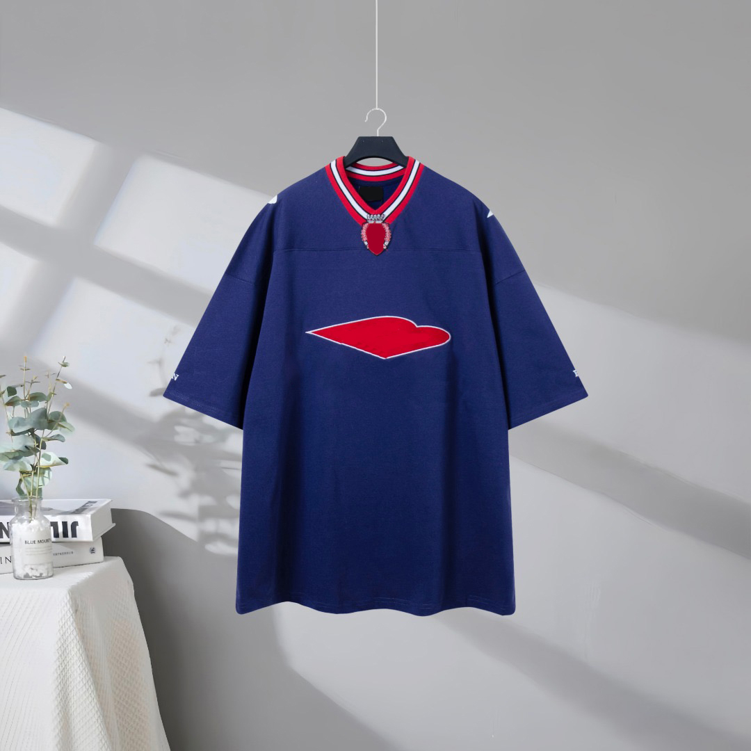 T-shirts pour hommes Polos Col rond brodé et imprimé style polaire vêtements d'été avec street pur coton h2w1
