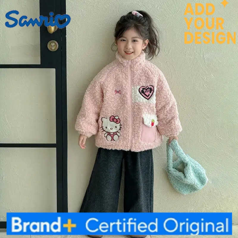 Sanrio Hello Kitty Thicken Coat Girl Autumn Winter Zip-Up Jacket Child Keep Warm Kawaii Anime Cartoon Fashion Casual Clothing H251223-image-1089511056