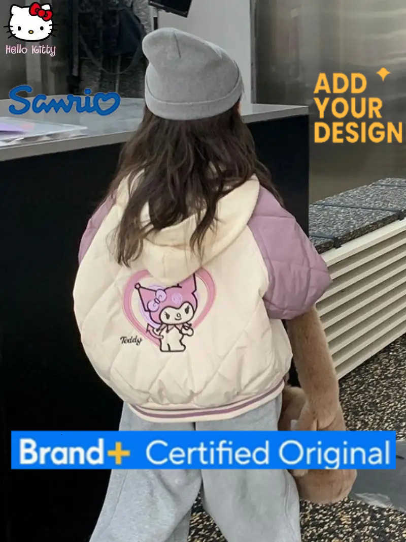 Sanrio Girls Clothing Kawaii Cotton Jacket Kuromi New Anime Student Thickened Cartoon Winter Cotton Clothing Warm Cotton Jacket H251223-image-1089512495