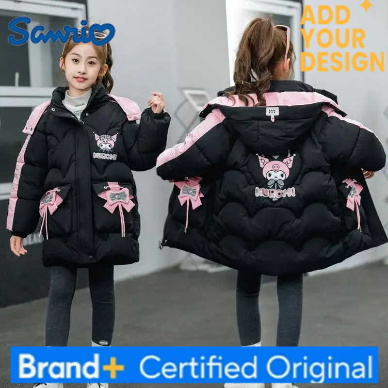 Sanrio Kuromi My Melody Girl Down Jacket Winter Jacket Kawalii Sweet Hooded Cotton-Padded Clothes Childrens Coat Princess Wind H251223-image-1089513732