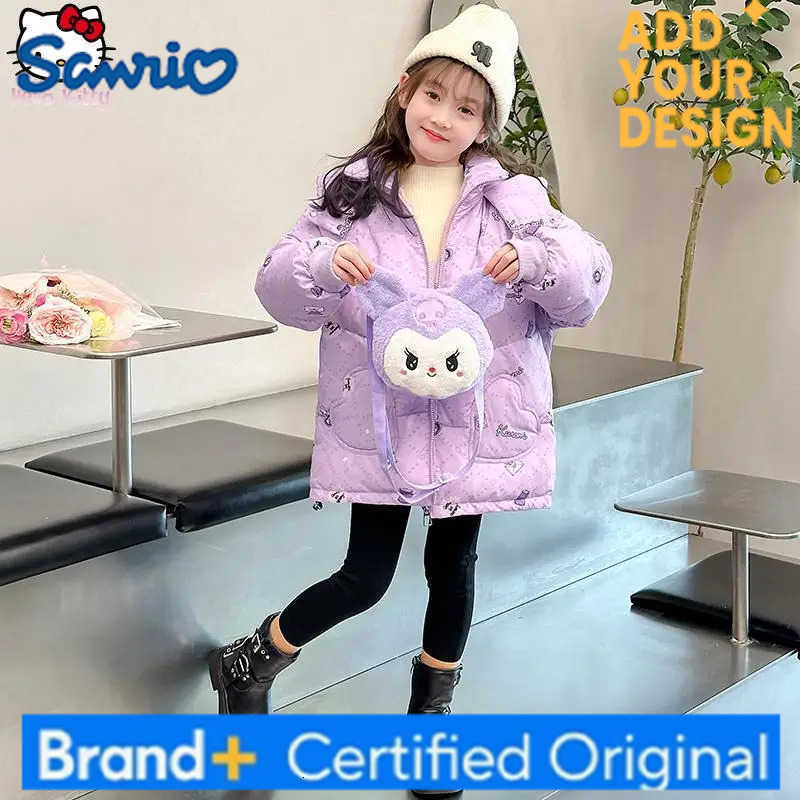 Sanrio Anime Cartoon Girls Kuromi Thickened Hooded Down Jacket Kawaii Winter New Kids Warm Cotton Jacket Customer Service Tops H251223-image-1089510761