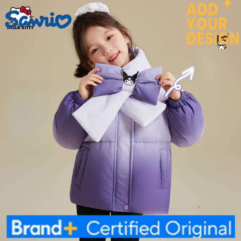 Sanrio Officially authorizedWinter Down Jacket Purple Gradient Stylish Outerwear With cute bow decoration Perfect Christmas Gift H251223-image-1089512726