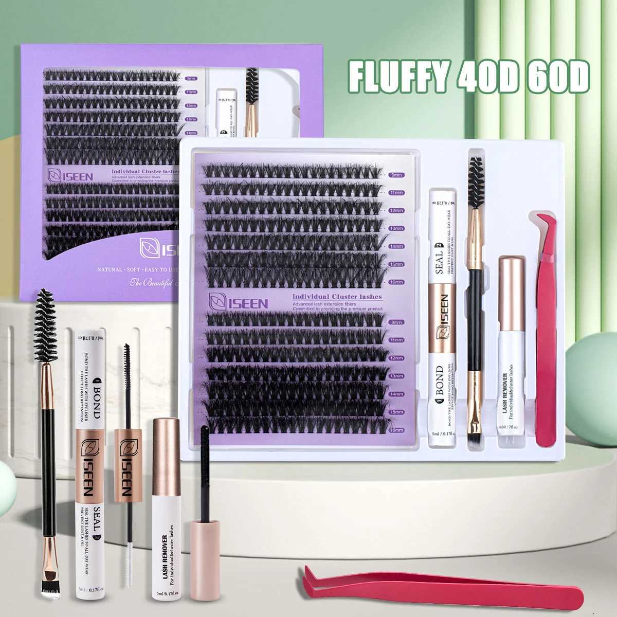 DIY Lash Extension Mix styles Lash Clusters Individual Explosive eyelashes with BondSeal Remover Tweezers Lash BrushT251223-image-1089454488