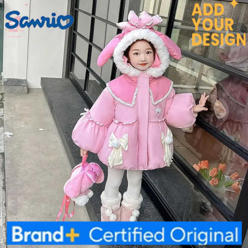 Sanrio Anime Kuromi Winter New Girls Lolita Cotton-Padded Clothes Kids Princess Cute Melody Warm Outdoors Thicke Jacket Thick Coat H251223-image-1089507533