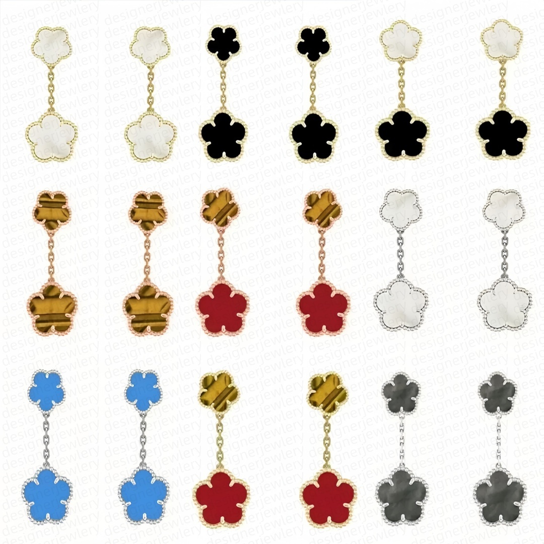 bijoux de créateurs boucles d'oreilles pendantes designer pour femmes boucle d'oreille diamant deux fleurs tenue quotidienne décontractée en acie