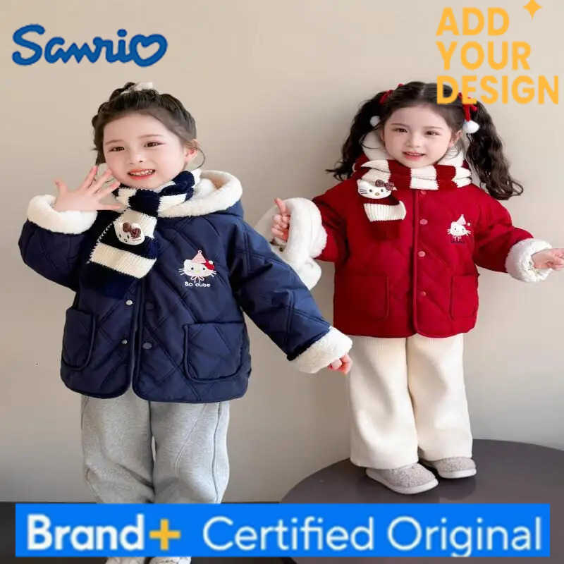 Sanrio Hello Kitty Children Coat Winter Thickening Cotton Clothes Little Girls Coat Casual Autumn Jacket Girls Child Kids New H251223-image-1089510912