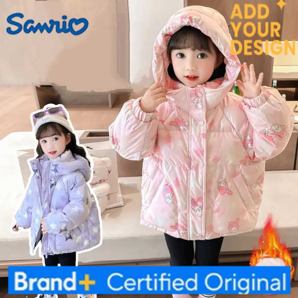 Sanrio Kuromi My Melody Girls Down Jacket Winter New Childrens Stylish Cute Cartoon Baby Long Thick White Duck Down Warm Coat H251223-image-1089512315