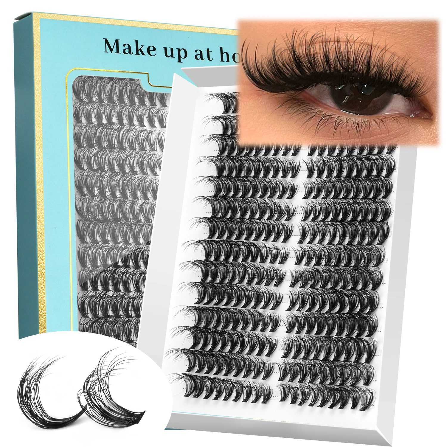 GROINNEYA Lashes Clusters D Curl Volume Fluffy Clusters Lashes Wispy Individual Lashes Extensions DIY Eyelashes MakeupT251223-image-1089454189