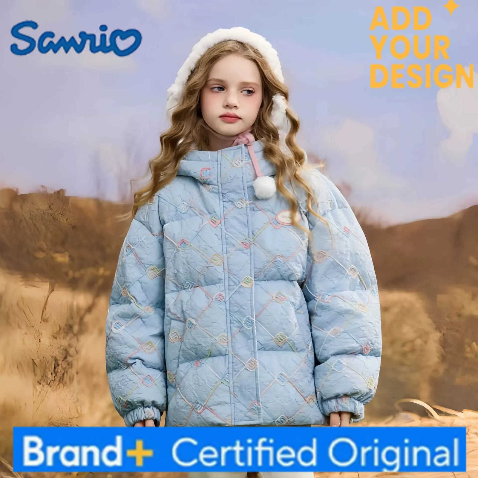Sanrio -30 5-12 Year Girls Floral Down Cotton Jacket Winter New Style Childrens Hooded Bread Coat Princess Thicken Parka 120-170cm H251223-image-1089512211