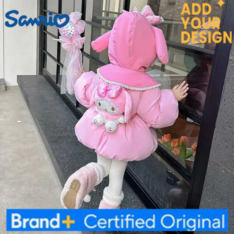 Sanrio My Melody Girl Down Jacket Winter Cartoon Jacket Kawalii Sweet Hooded Cotton-Padded Clothes Childrens Coat Princess Wind H251223-image-1089507714