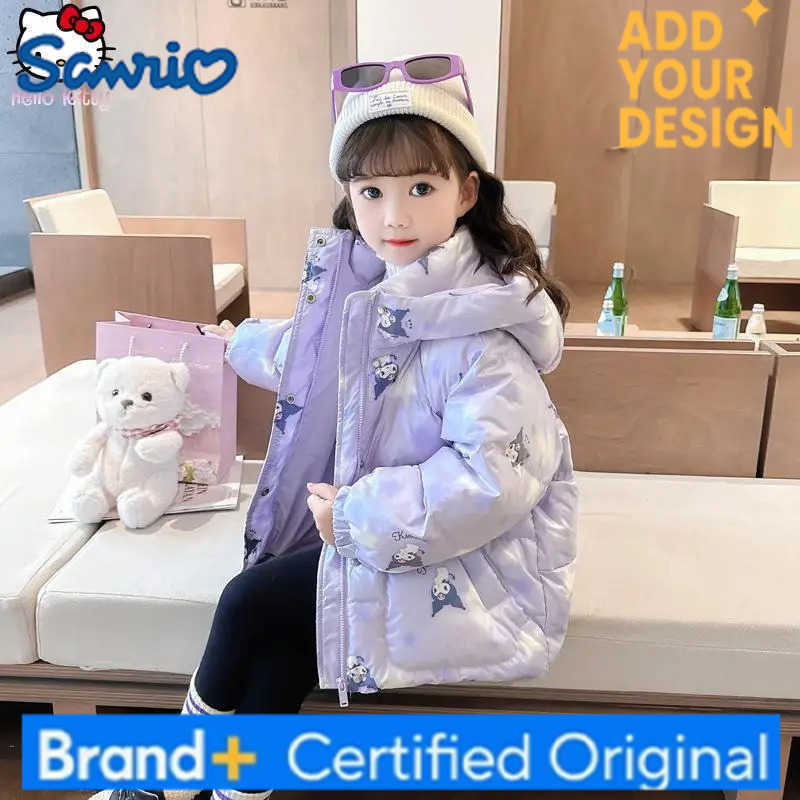 Sanrio Kawaii Cartoon Kuromi Girls Gradient Warm Hooded Cotton Jacket Anime Autumn Winter New Jacket Thickened Fashion Coat Tops H251223-image-1089512571