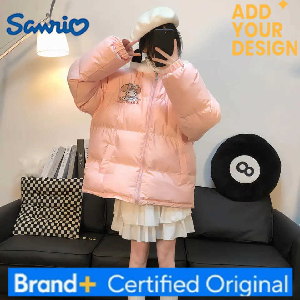 Sanrio Anime Winter Down Jacket My Melody Cartoon Cute Cinnamoroll Thicken Cotton Clothes Stand Collar Coat Loose Warm Sweet Girls Tops H251223-image-1089514651