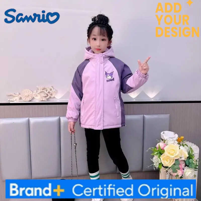 Sanrio Kid Kuromi Plush Outdoor Jackets Cute Coat Cartoon Thickened Cotton-Padded Clothes Anime Autumn Winter Parka Girl Gift H2512231-image-1089522627