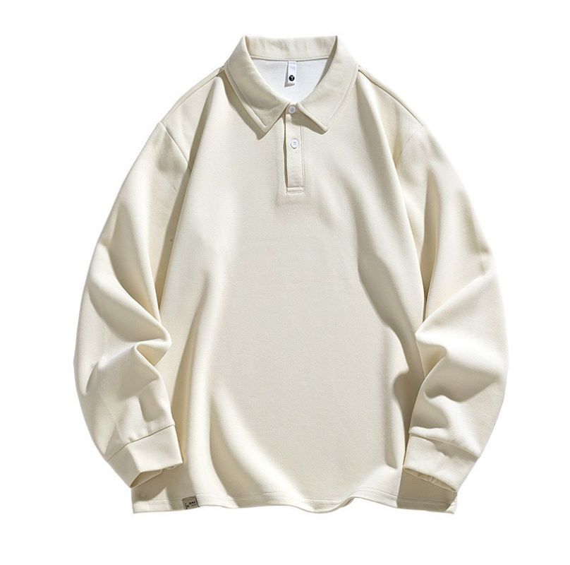 a522 Men Long-sleeved Autumn and Winter Heavy Loose Solid Color Lapel Youth Casual