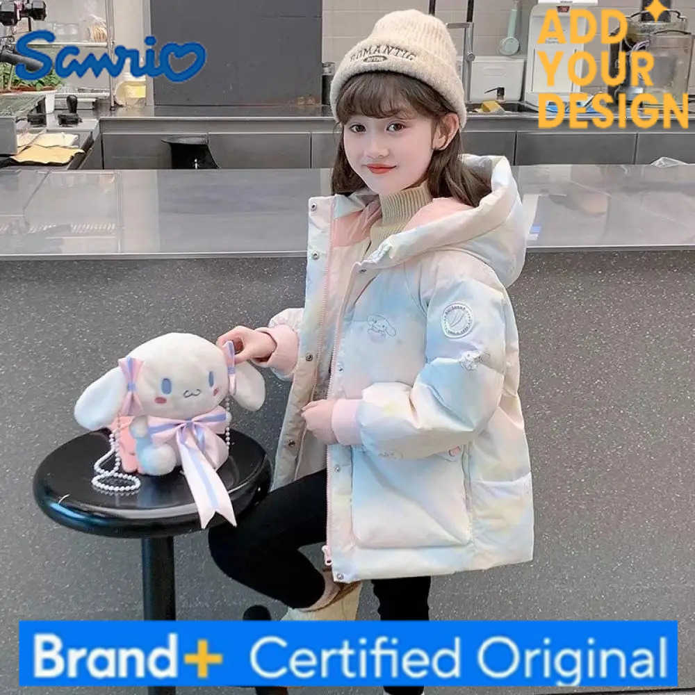 Sanrio Winter Anime Sanrios Cartoon Cinnamoroll Kuromi Childrens Down Clothes Fashion Girls Thicken Hooded Warm Cotton Padded Jacket H2512231-image-1089522675