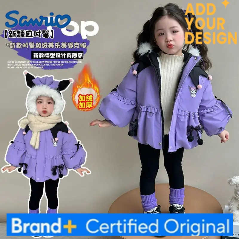 Sanrio Kid Kuromi Plush Outdoor Jackets Cartoon Thickened Cotton-Padded Clothes Anime Autumn Winter Parka Cute Coat Girl Gift H251223-image-1089513985