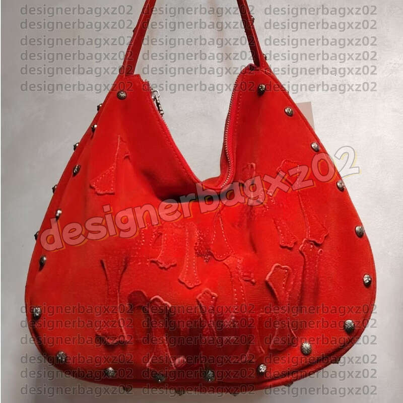 Chrome Bag Luxury Designer Bag Suede Hobo Bag Tote Handbag Shoulder Crossbody Embroidered Double Sided Rivet Large Capacity Commuter Shopping Bag