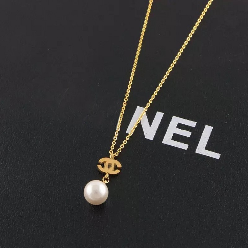 Pendant Necklaces Not Faded Luxury Designer Necklace Earrings Simple Letter Fashion Pendant Necklaces With Pearl Stainless Steel Fashion Jewelry
