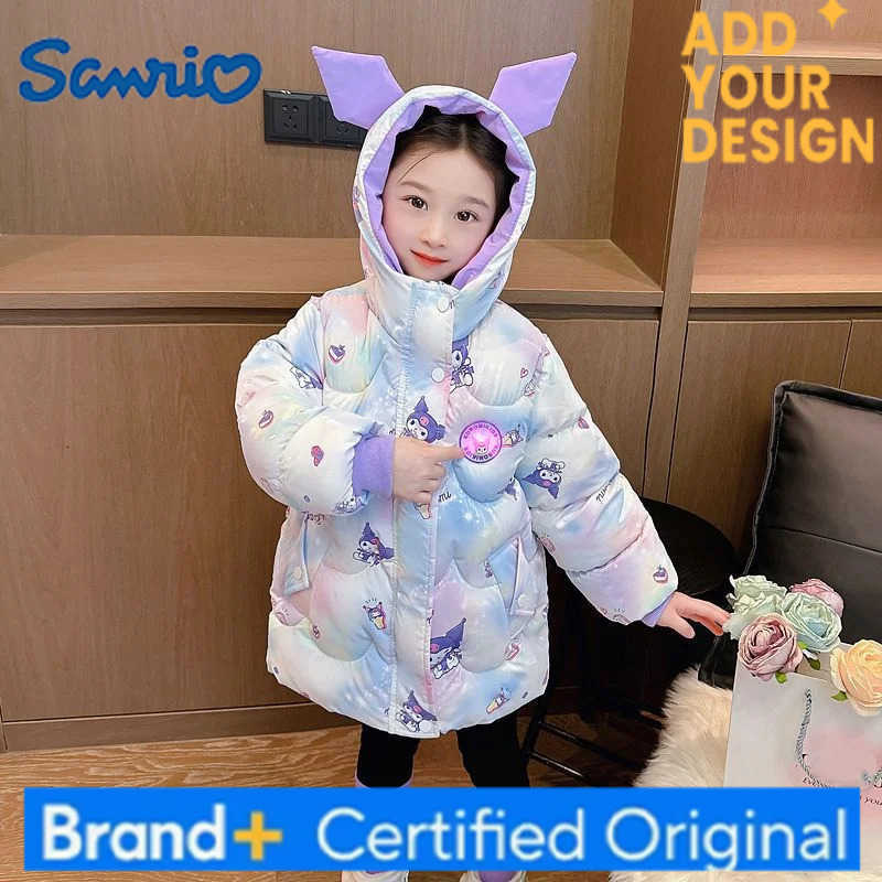 Sanrio Kuromi Kids Cotton Padded Jacket Girls Cartoon Kawaii Hooded Outdoor Coat Keep Warm Autumn/winter Clothes Girls Gift H251223-image-1089512347