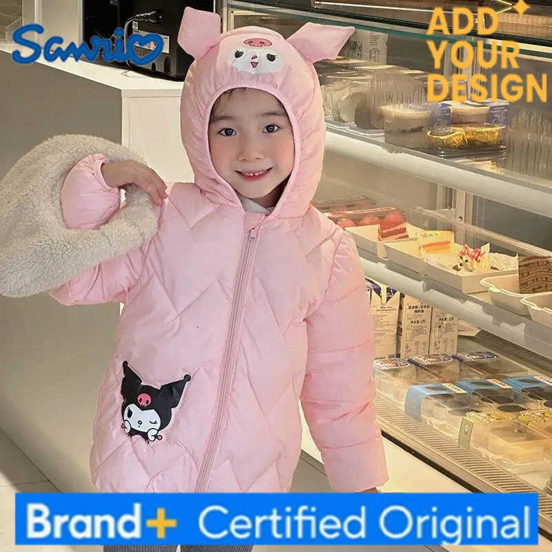 Sanrio Kuromi Kids Cartoon Cotton Padded Jacket Girl Kawaii Thick Hooded Jacket Leisure Keep Warm Coat Autumn/winter Clothes New H251223-image-1089513184