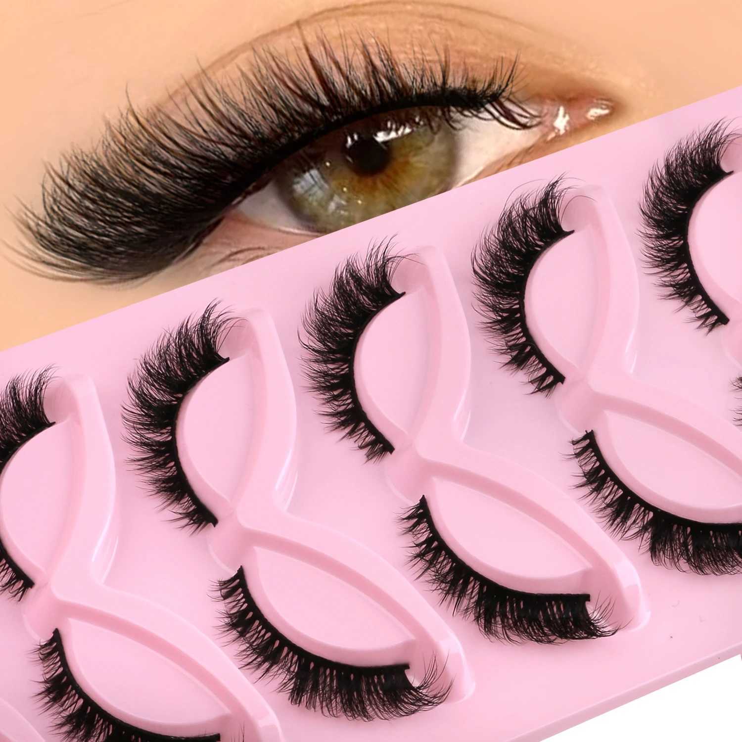 GROINNEYA Cat Eye Lashes Natural Fake Lashes Winged End Eye Elongated Eyelashes Faux Mink Eyelashes False Lashes MakeupT251223-image-1089455900