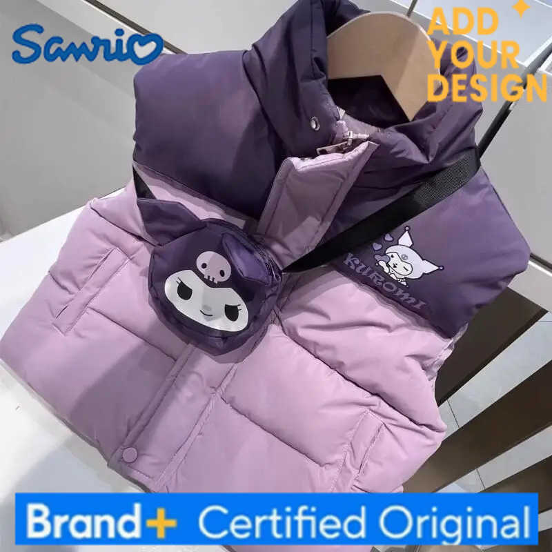Sanrio Sanrios Kuromi Childrens Vest New Style Kawaii Cotton Clothes Mid-Large Children Winter Fashion Thickened Baby Cotton Clothes H251223-image-1089510584