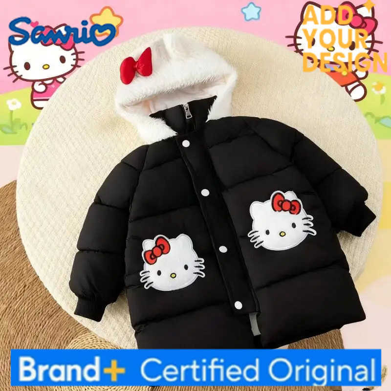 Sanrio Halloween Hello Kitty Girls Cotton Clothe Winter Thick Cartoon Anime Fashion Coat Childrens Warm Outerwear Comfort Tops H251223-image-1089514019