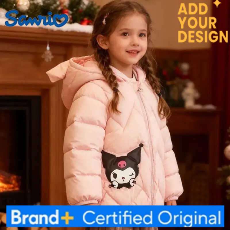Sanrio Hot Girl Thickening Coat Kuromi Kawaii Anime Fashion Winter Student Casual Cotton Padded Jacket Childrens Clothing New H251223-image-1089513821