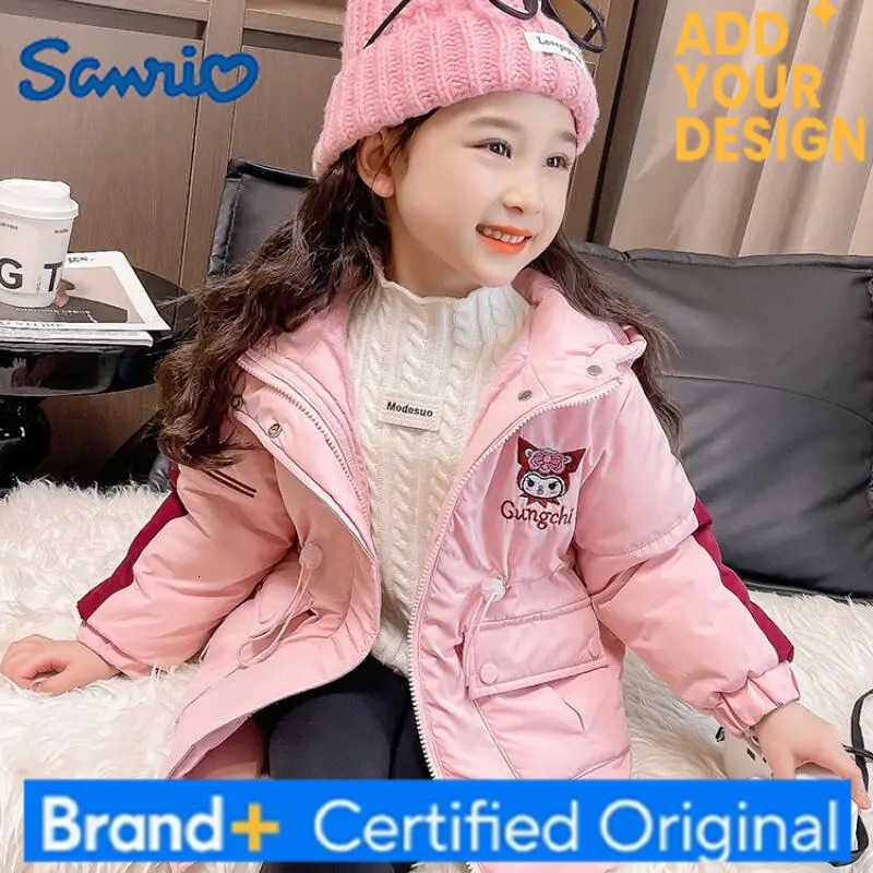 Sanrio Girl Kuromi Overcomes Autumn Winter New Kawaii Anime Sweet Thick Coat Childrens Fashionable Warm Cotton Jacket Kids Gift H251223-image-1089514034
