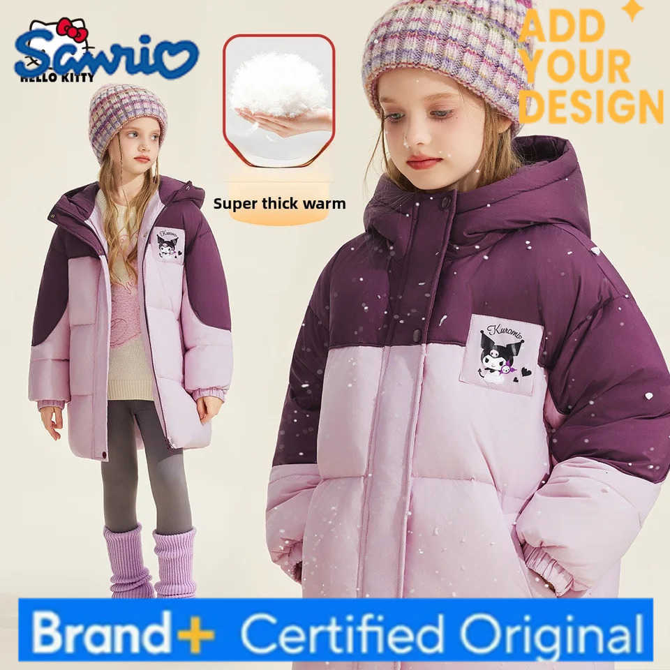 Sanrio Officially Licensed Girls Winter Warm Comfortable Mid-Length Down Jacket New Girls Clothing H251223-image-1089512893