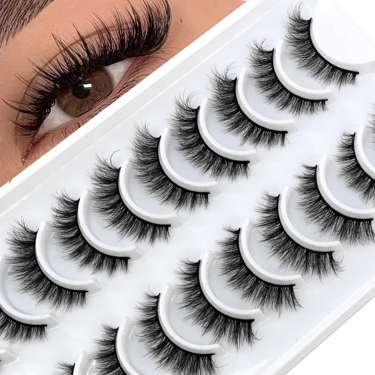 HBZGTLAD 10 Pairs 3D Faux Mink Lashes Fluffy Soft Full Thick Wispy Natural long False Eyelashes Curly lashes wholesale lashesT251223-image-1089455107