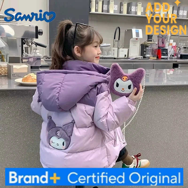 Sanrio Kids Anime Kuromi Winter Coats Kawaii Girls Purple Fashion Jacket Down Coat Warm Hooded Jacket Clothes for Girl Xmas Gift H251223-image-1089513124