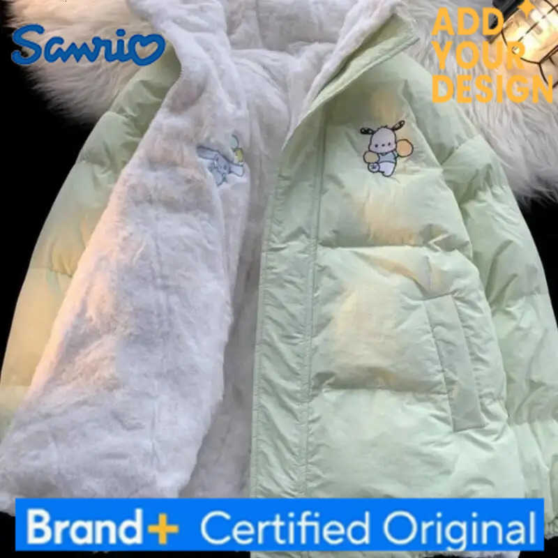 Sanrio Anime Hello Kitty Wear Cotton Clothing On Both Sides Pochacco Female Winter Thick and Loose Warm Cotton Jacket with Plush H251223-image-1089509796