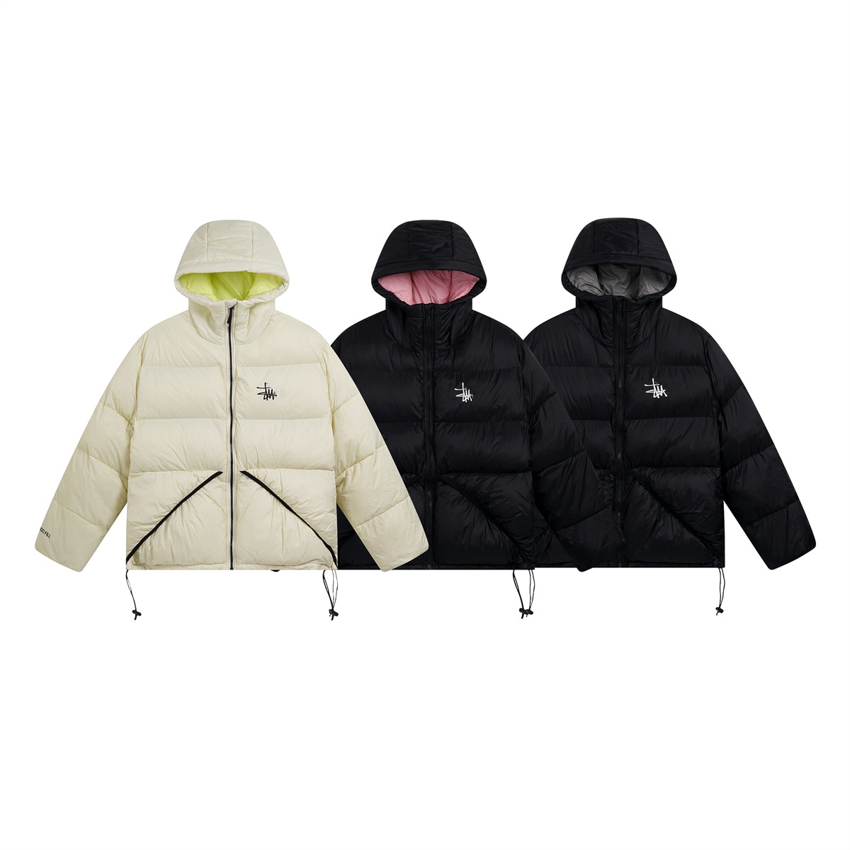 Men's Designer Down Cotton Jacket New Classic Solid Color Versatile Embroidery Zipper Hooded Short - Length Unisex Winter Outerwear