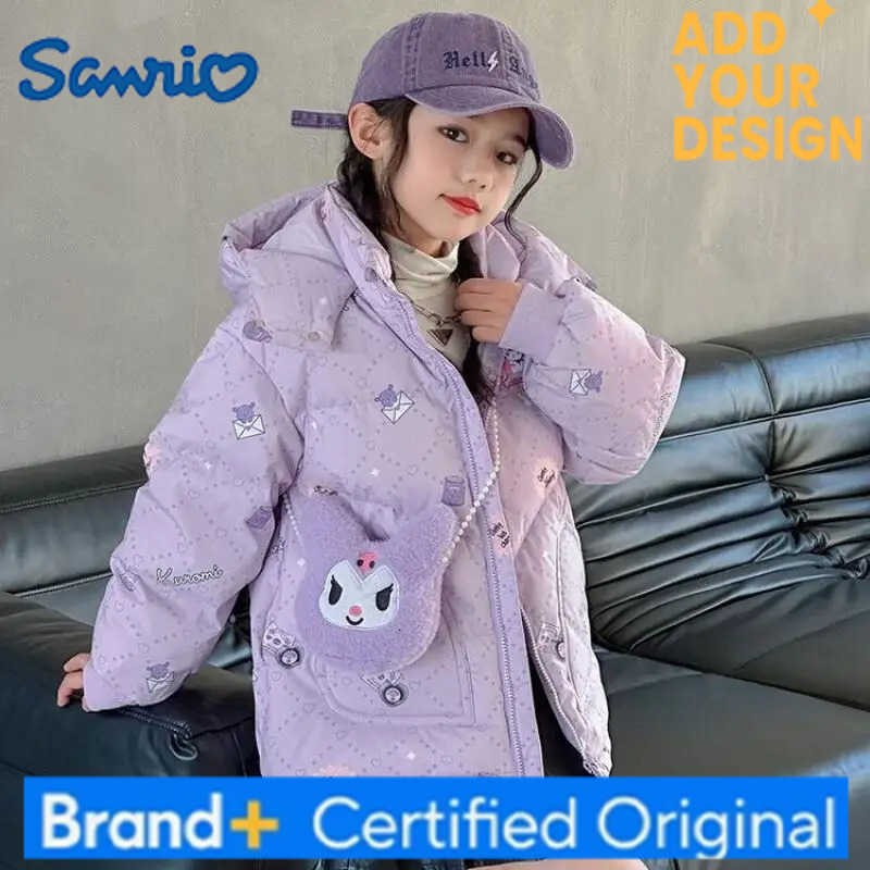 Sanrio Kuromi Girls Winter Cotton Jacket Winter Clothing New 2024 Western Style Childrens Down Thickened Coat Cotton Jacket H251223-image-1089510623