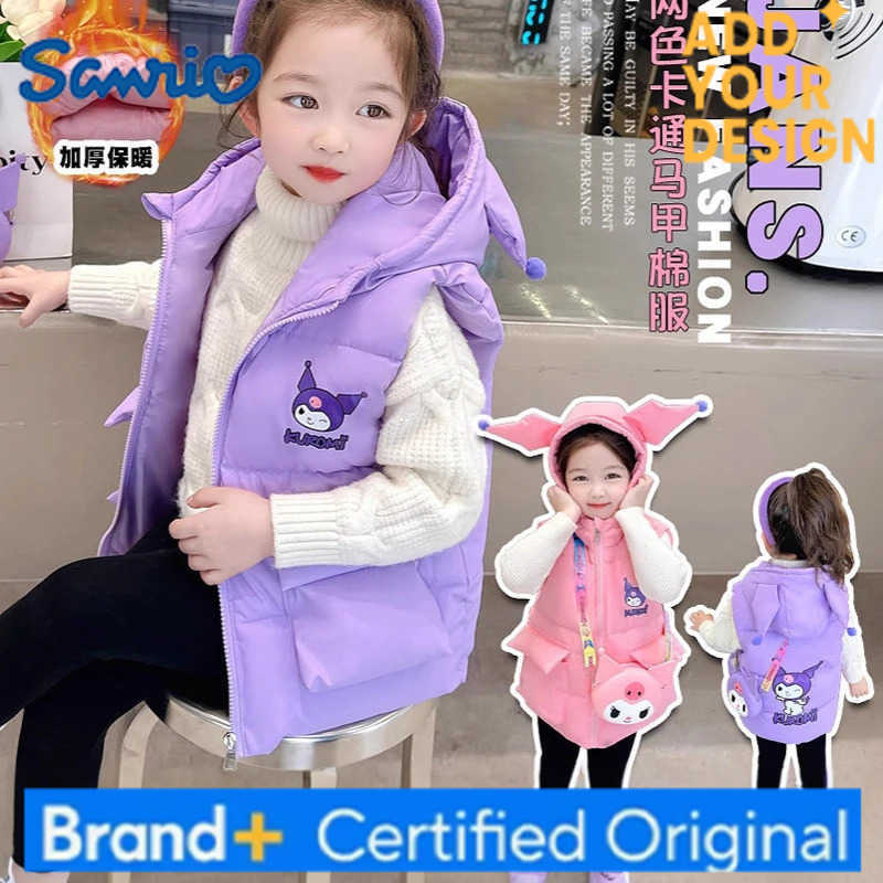 Sanrio Kuromi Kid Down Cotton Vest Kawaii Y2k Anime Childrens Clothing Autumn Clothes Junior Girls Child Jumper Coat for Boys H251223-image-1089514685