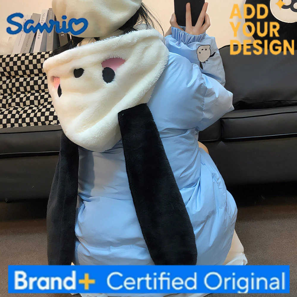 Sanrio Anime Pochacco Winter Girls Down Jacket Cartoon Cute My Melody Thicken Cotton Clothes Stand Collar Coat Loose Warm Sweet Tops H251223-image-1089514637