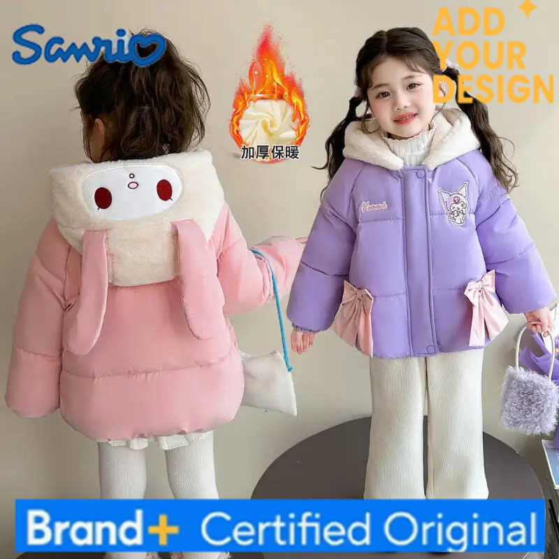 Sanrio Anime Kuromi Girl Plush Outerwear Winter Kids Cotton-Padded Jacket My Melody Thick Princess Coat Hooded Parka Sweet Tops Gift H251223-image-1089513618