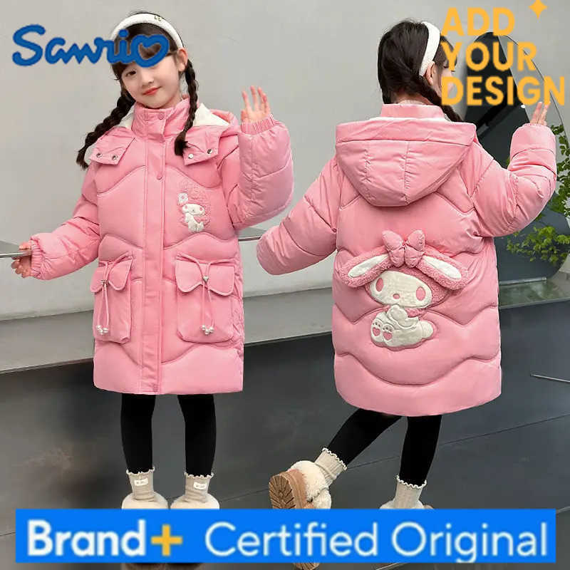 Sanrio My Melody Child Cotton Clothes Velvet Coat Thicken Princess Kawaii Childrens Clothing Autumn Winter New Keep Warm H251223-image-1089512964