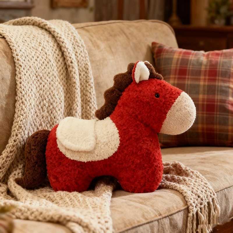 Red Ponny Chinese New Year 2026 Sofa Supplies The Year of Horse Mascot Cushions Kawaii Plush Home Decor Y251223-image-1089386765