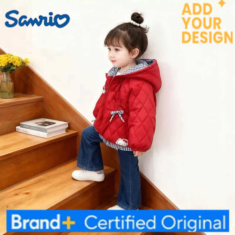 Sanrio Sweet Hello Kitty Anime Kawaii Ins Fashion Thickened Jacket Cloth 2025 Winter New Cute Hooded Children Coat Gifts H251223-image-1089511344