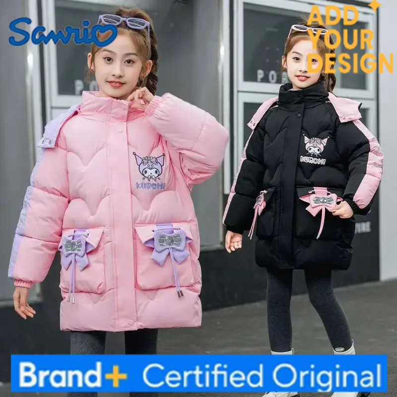 Sanrio Kawaii Kuromi Girls Cotton Clothe Winter New Anime Cartoon Thick Warm Coat Kids Fashion Sweet Tops Comfort Soft Jacket H251223-image-1089513427