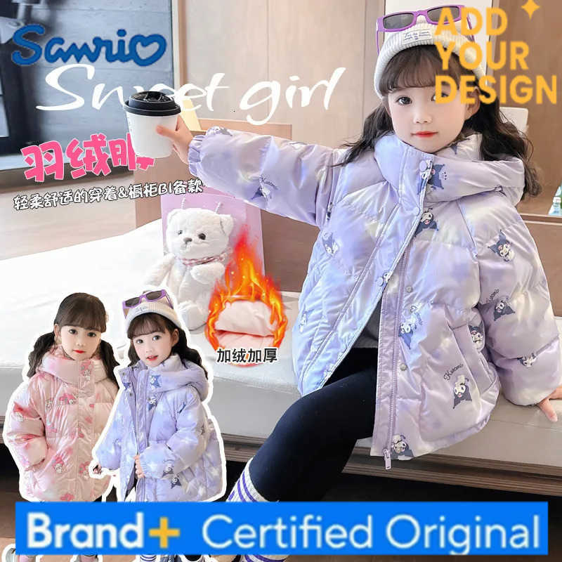 Sanrio Kuromi Child Cotton Clothes Thicken Autumn Winter New Medium Length Thicken Coat Kawaii Cartoon Childrens Clothing H251223-image-1089512513