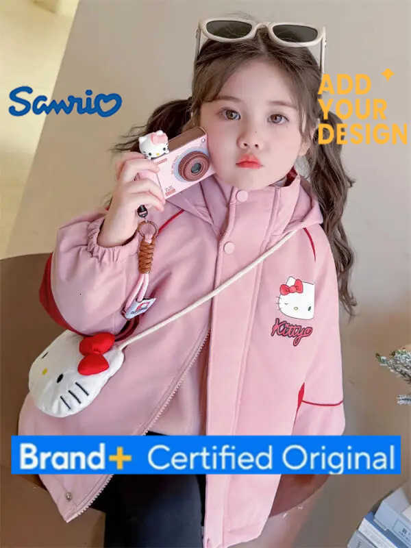 Sanrio Girls Quilted Jacket Suit Winter Hello Kitty 2025 New Childrens Style Winter Baby Three-In-One Cotton Clothing H251223-image-1089511011
