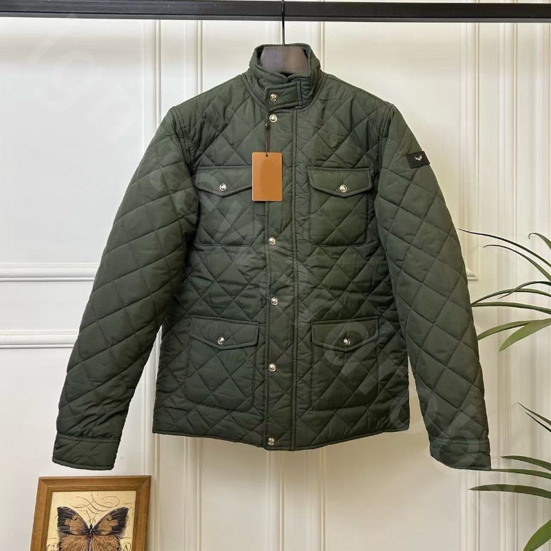 Quite Luxury Designer Fall Winter Stand Collar Diamond Cotton Padded Jacket Fashion Badge Mens Padded Jacket L1289