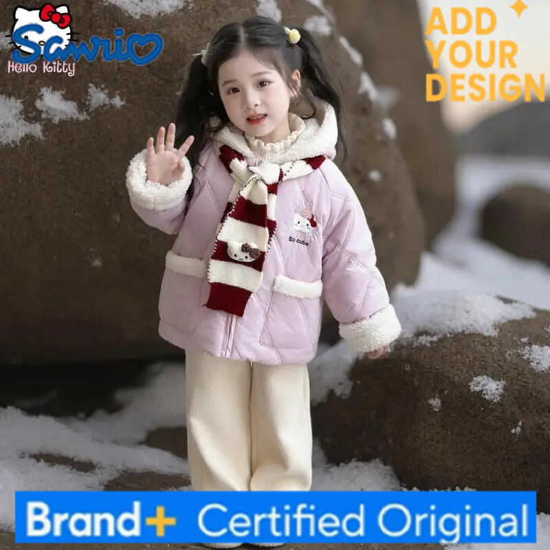 Sanrio Hello Kitty Girls Kawaii Warm Cotton Clothes Anime Autumn Winter New Cartoon Thickened Cotton Clothes Fashion Jacket Tops H251223-image-1089509946