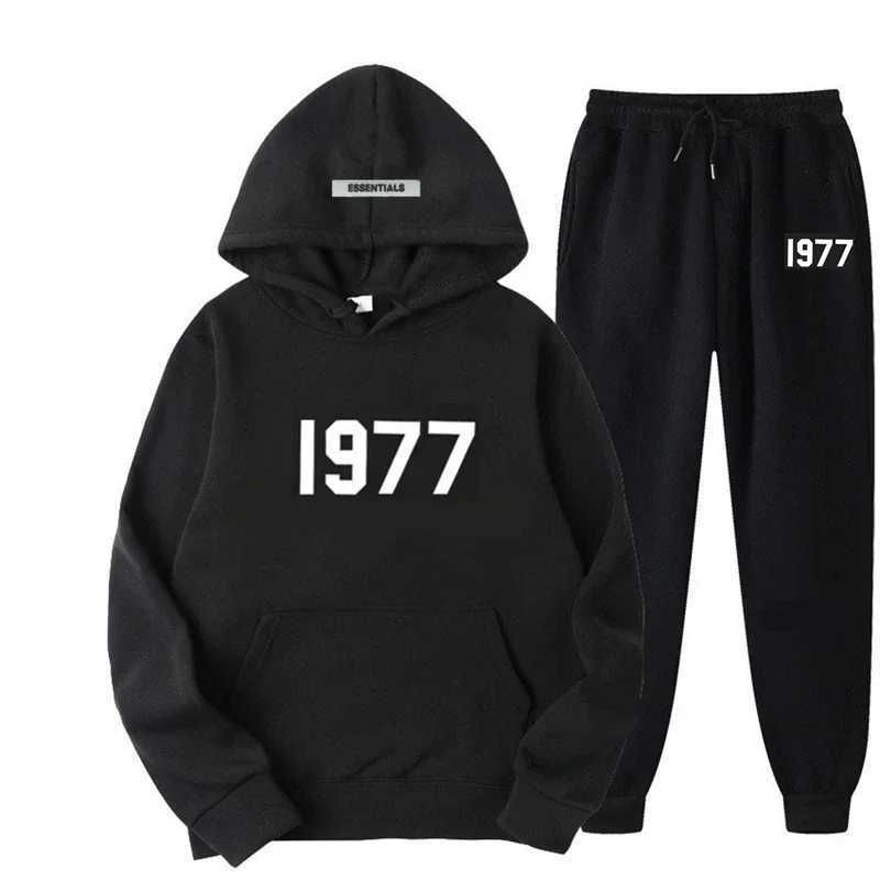 Hommes 1977 Survêtement Classique Lettre Imprime Sweat À Capuche Ensemble Lâche Casual Manches Longues Designer Sportswear