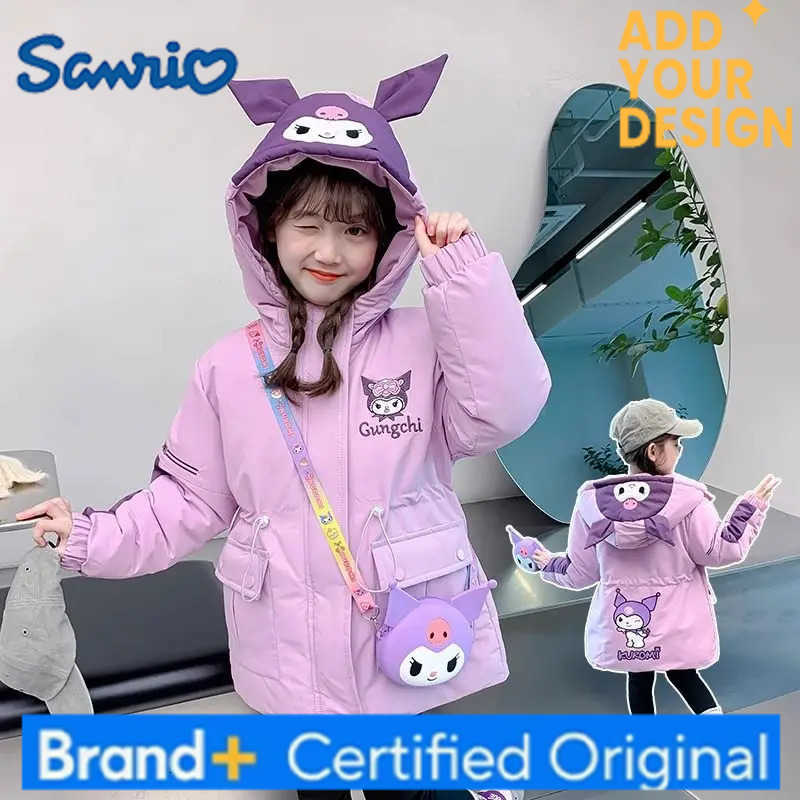 Sanrio Kawaii Kuromi Cute Cartoon Windbreaker Jacket Students Children Long Sleeve Warm Sports Clothes Christmas Gifts for Kids H251223-image-1089511847